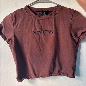 New York Graphic Brown Women's Top